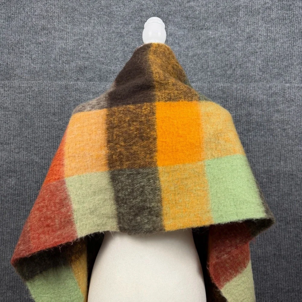 Acne Studios Unisex Scarf Oversized Check Plaid Mohair Wool Fringe Made in Italy
